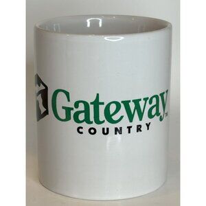 Gateway Country White Coffee Mug 12 Oz Ceramic With Green Logo Cow Cube Graphic